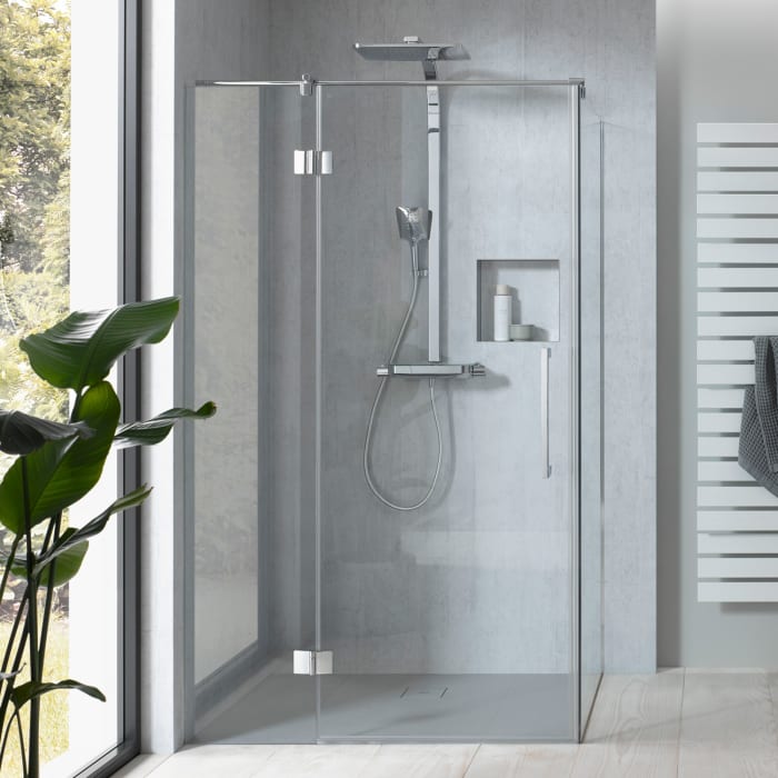 HSK Aperto Pro Drehtür pendelbar an Nebenteil für Seitenwand 90 cm, Anschlag links