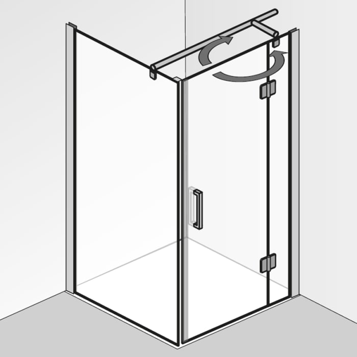 HSK Aperto Pro Drehtür pendelbar an Nebenteil für Seitenwand 120 cm, Anschlag rechts