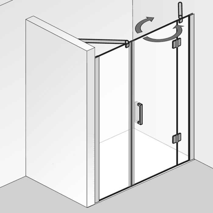 HSK Aperto Pro Pendeltür 3-teilig für Raumnische 180 cm, Anschlag rechts