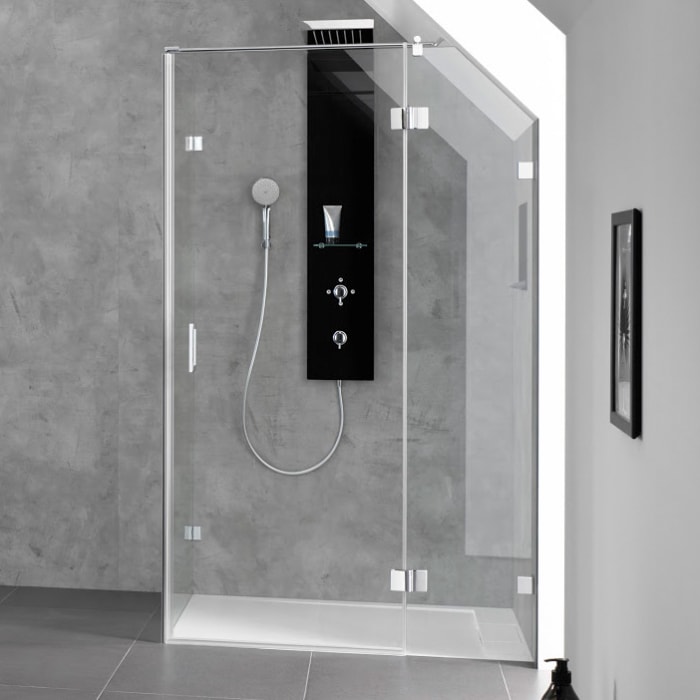 HSK Aperto Pur Pendeltür an Nebenteil mit Seitenwand in Ecke Sondermaß, Anschlag rechts