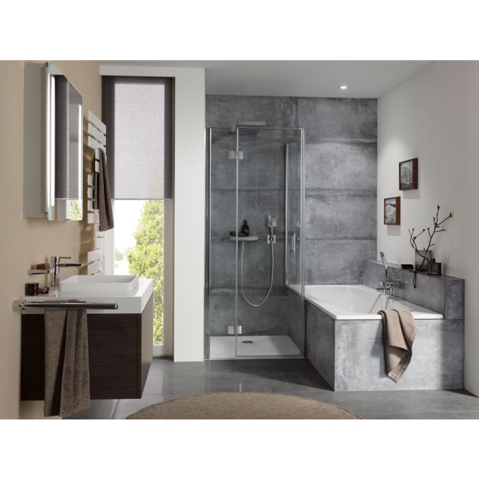 HSK Aperto verkürzte Seitenwand auf Badewanne für Drehtür pendelbar, Sonderbreite 130 cm