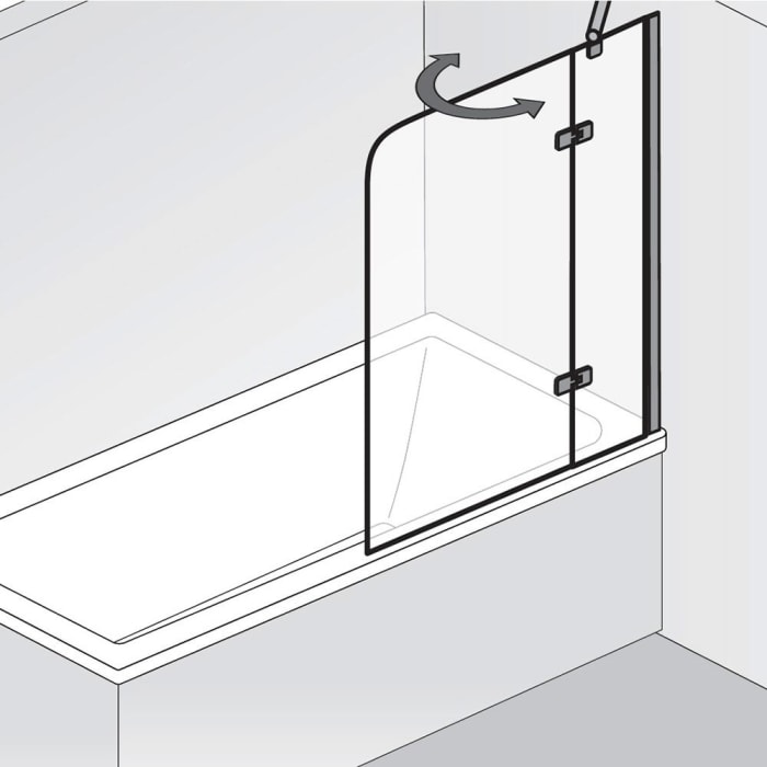 HSK Premium Softcube Badewannenaufsatz pendelbar 2-teilig Anschlag rechts
