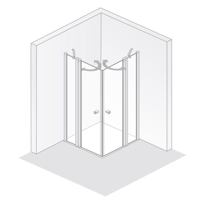 HSK EXKLUSIV 2.0 Eckeinstieg Pendeltür 4-teilig, 90 x 80 x 200 cm, mit Edelglas Beschichtung