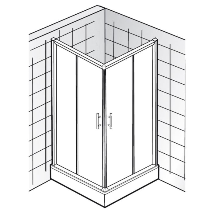 HSK Favorit Eckeinstieg Gleittür 4-teilig, 90 x 75 cm