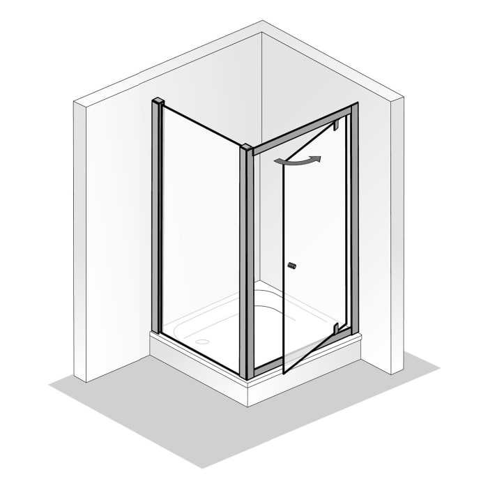 HSK Favorit Plus Drehpunkttür für Nische oder Seitenwand, 100 x 200 cm, mit TwinSeal-Glasbeschichtung