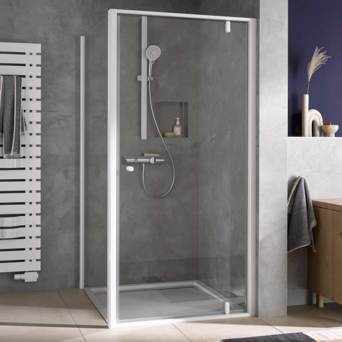 HSK Favorit Plus Drehpunkttür für Nische oder Seitenwand, 75 x 200 cm, mit TwinSeal-Glasbeschichtung
