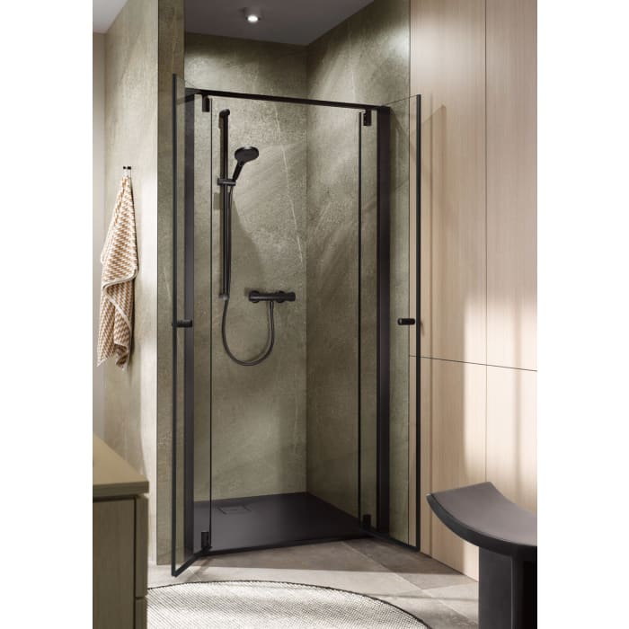 HSK Favorit Plus Drehpunkt Pendeltür für Nische oder Seitenwand, 100 x 200 cm, mit TwinSeal-Glasbeschichtung