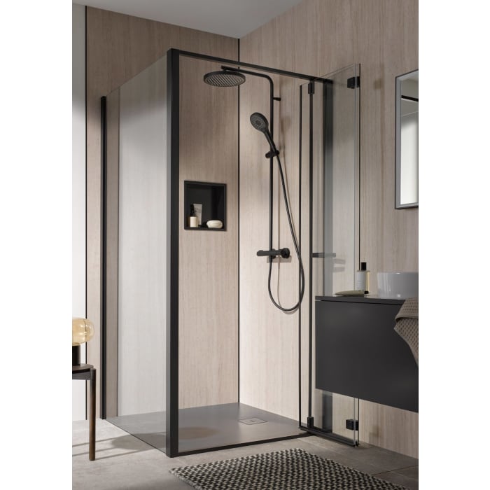 HSK Favorit Plus Drehpunkt Drehfalttür für Nische oder Seitenwand, Anschlag links, 75 x 200 cm, mit TwinSeal-Glasbeschichtung