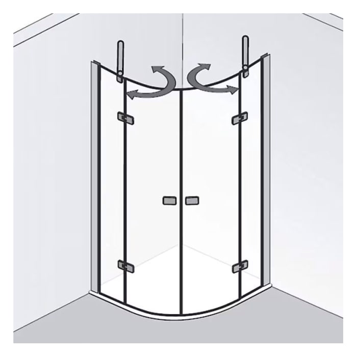 HSK Premium Softcube Runddusche 4-teilig, Sondermaß, Höhe 185 cm, Radius 55 cm