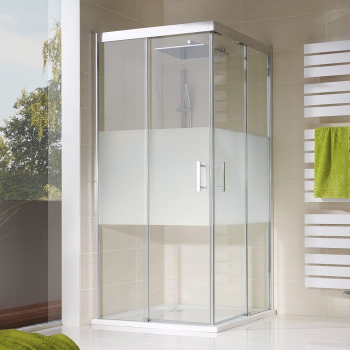 HSK Solida Eckeinstieg 4-teilig bodenfrei 90 x 140 cm mit Magnetgleiter