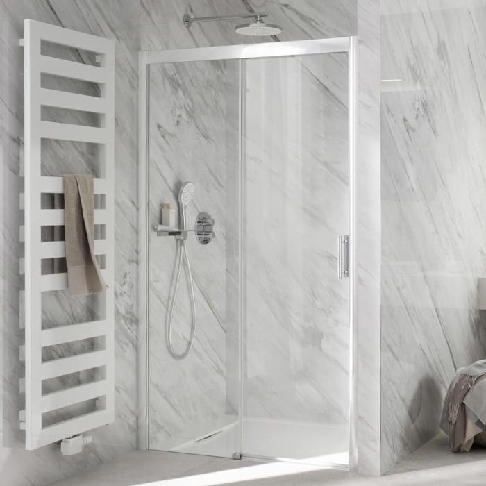 HSK Solida Gleittür 2-teilig bodenfrei 160 cm mit Softclose und Magnetgleiter, Festelement links