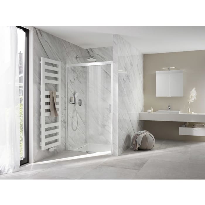 HSK Solida Gleittür 2-teilig bodenfrei 140 cm mit Softclose und Magnetgleiter, Festelement links