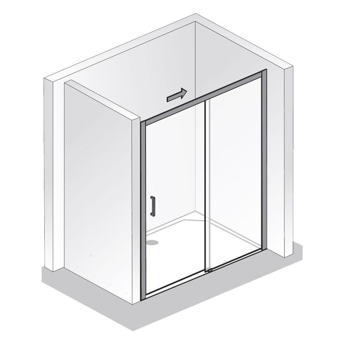 HSK Solida Gleittür 2-teilig bodenfrei 140 cm mit Softclose und Magnetgleiter, Festelement rechts