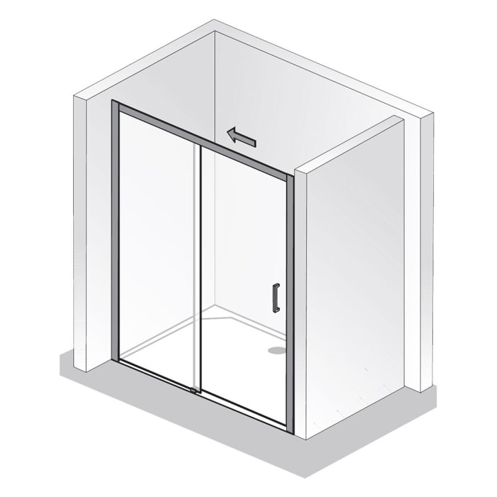 HSK Solida Gleittür 2-teilig bodenfrei 160 cm mit Softclose und Magnetgleiter, Festelement links