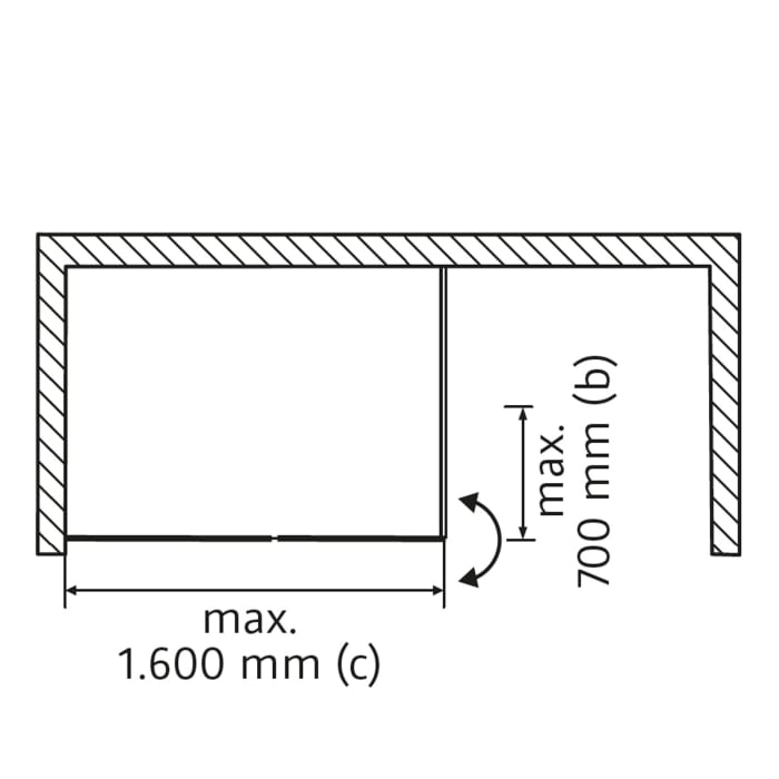 HSK Walk-In Easy 2 Frontelement 90 cm mit schwenkbaren Seitenteil, Anschlag links