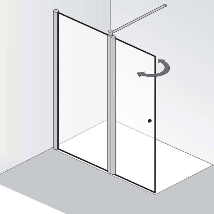 HSK Walk-In Easy 2 Frontelement bis 160 cm mit schwenkbaren Seitenteil, H: bis 210 cm, Anschlag rechts