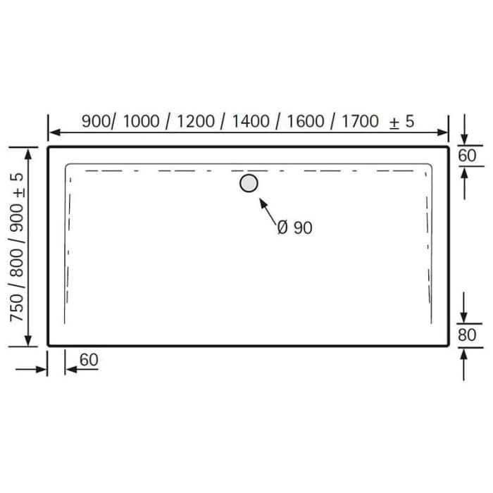 HSK Acryl-Duschwanne Superflach 90 x 100 cm