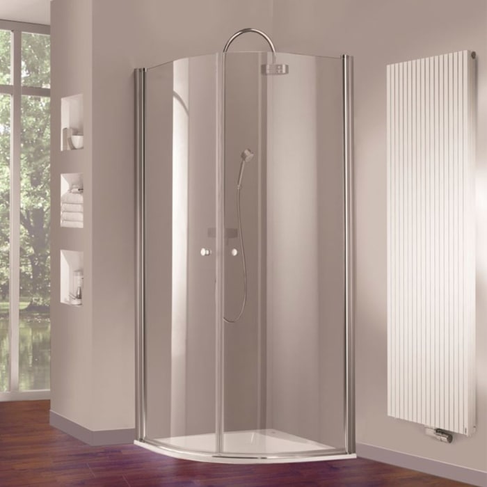 HÜPPE 501 Design pure 1/4 Kreis Schwingtür 1-flügelig, 100 x 190 cm, Radius 55 cm, Glas ohne Anti-Plaque