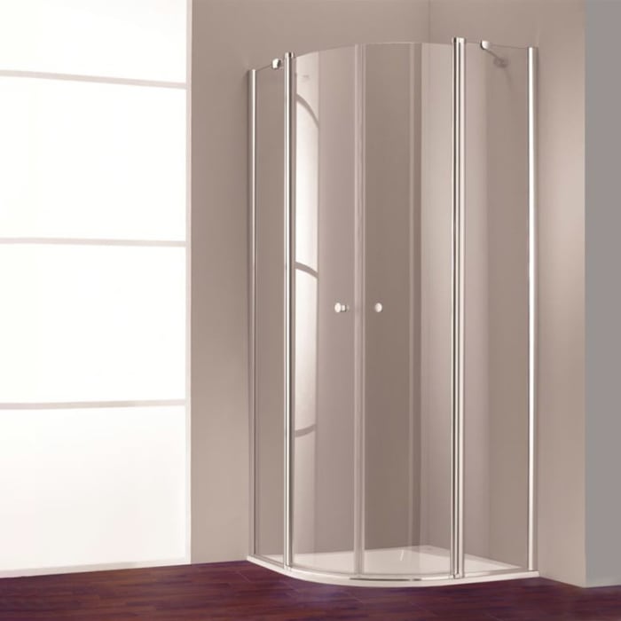 HÜPPE 501 Design pure 1/4 Kreis Schwingtür mit Festteil, 80 x 190 cm, Radius 55 cm, Glas mit Anti-Plaque