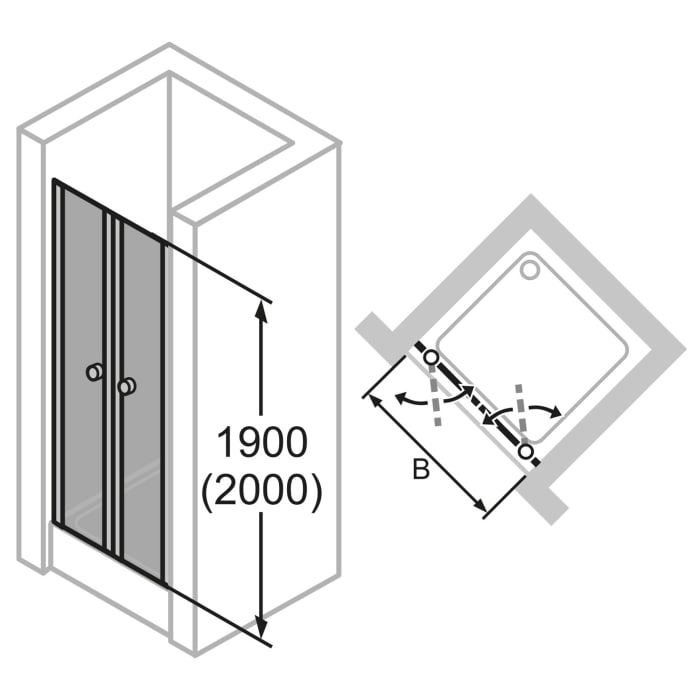 HÜPPE 501 Design pure 4-Eck Pendeltür in Nische 78 x 200 cm, Glas mit Anti-Plaque