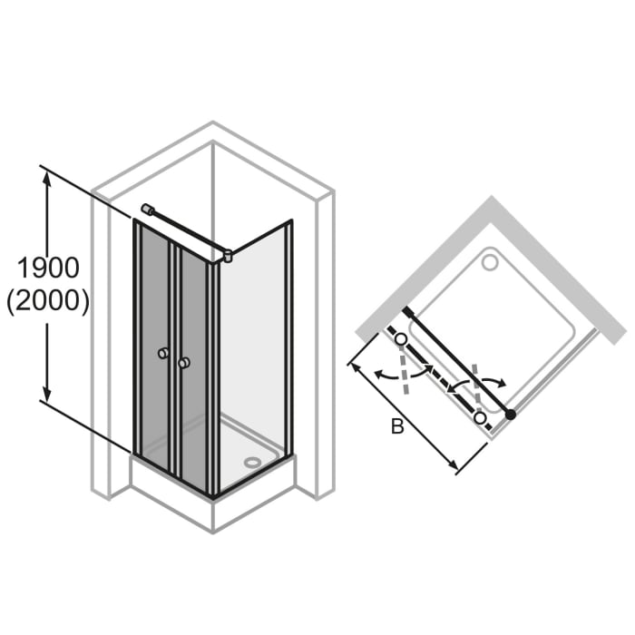 HÜPPE 501 Design pure 4-Eck Pendeltür für Seitenwand 80 x 190 cm, Glas mit Anti-Plaque