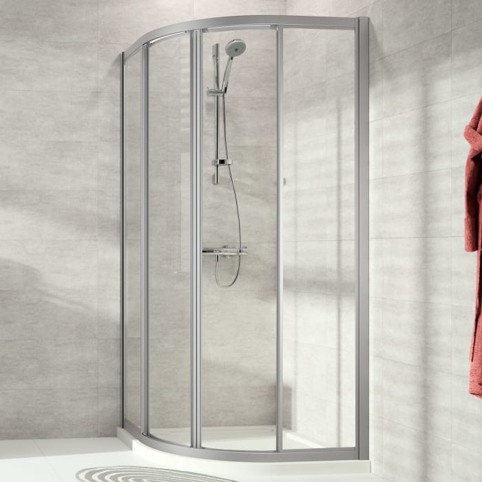 HÜPPE Alpha 2 vollgerahmt 1/4 Kreis Gleittür, 90 x 200 cm, Radius 50 cm, Glas ohne Anti-Plaque