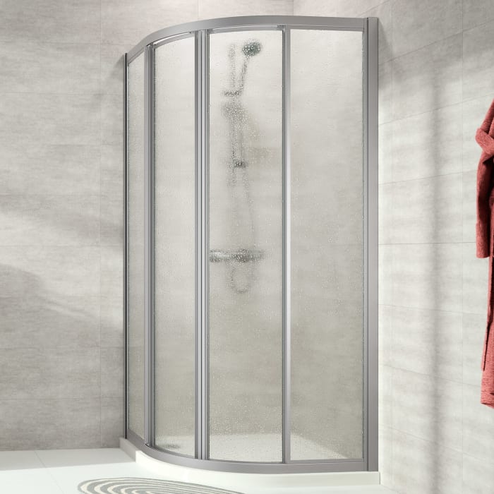 HÜPPE Alpha 2 vollgerahmt 1/4 Kreis Gleittür, 80-125 x 190/200 cm, Radius 55 cm, Kunstglas