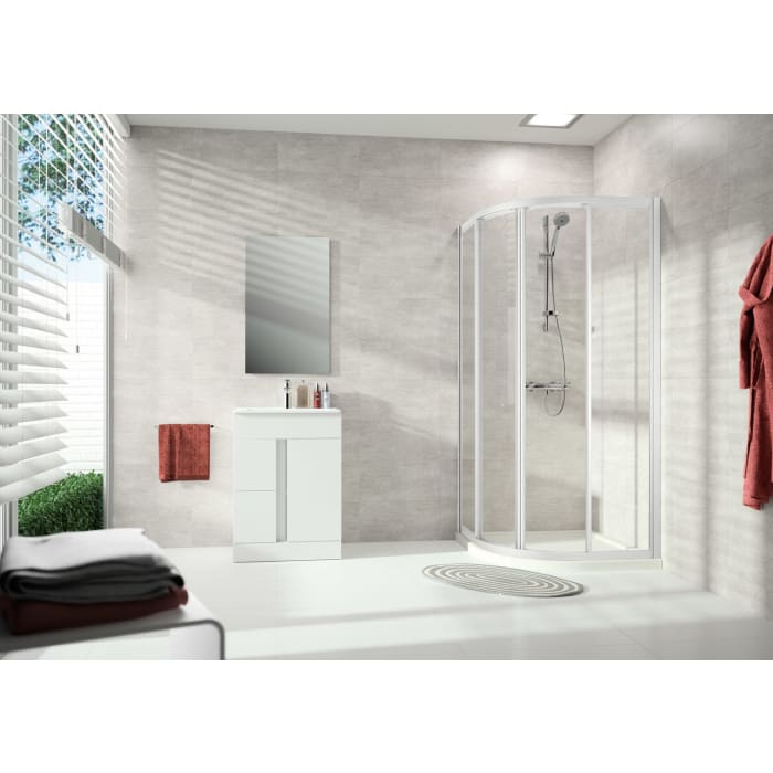 HÜPPE Alpha 2 vollgerahmt 1/4 Kreis Gleittür, 90 x 200 cm, Radius 55 cm, Glas ohne Anti-Plaque