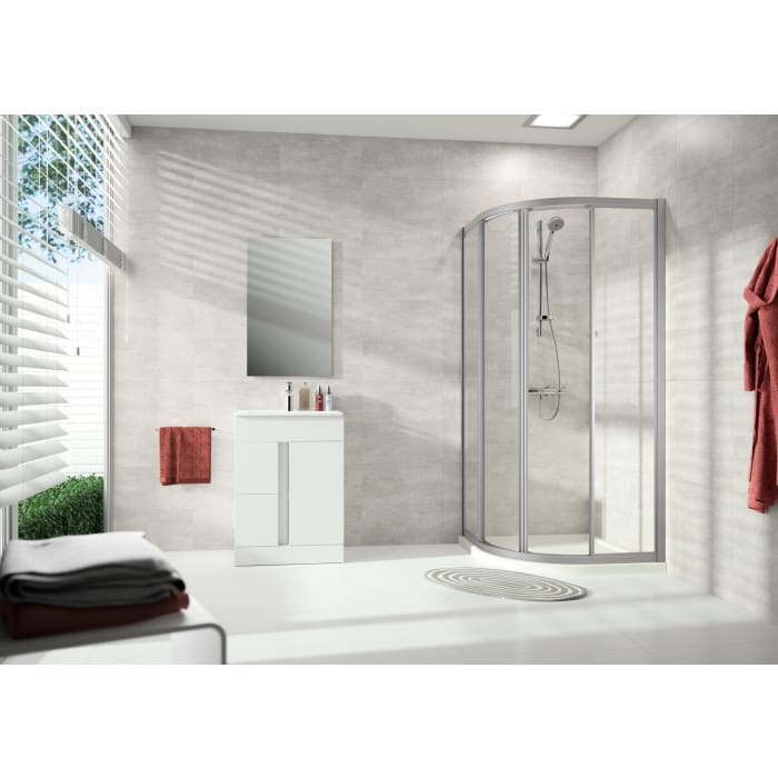 HÜPPE Alpha 2 vollgerahmt 1/4 Kreis Gleittür, 100 x 200 cm, Radius 55 cm, Glas mit Anti-Plaque