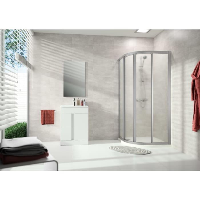 HÜPPE Alpha 2 vollgerahmt 1/4 Kreis Gleittür, 80-125 x 190/200 cm, Radius 55 cm, Kunstglas