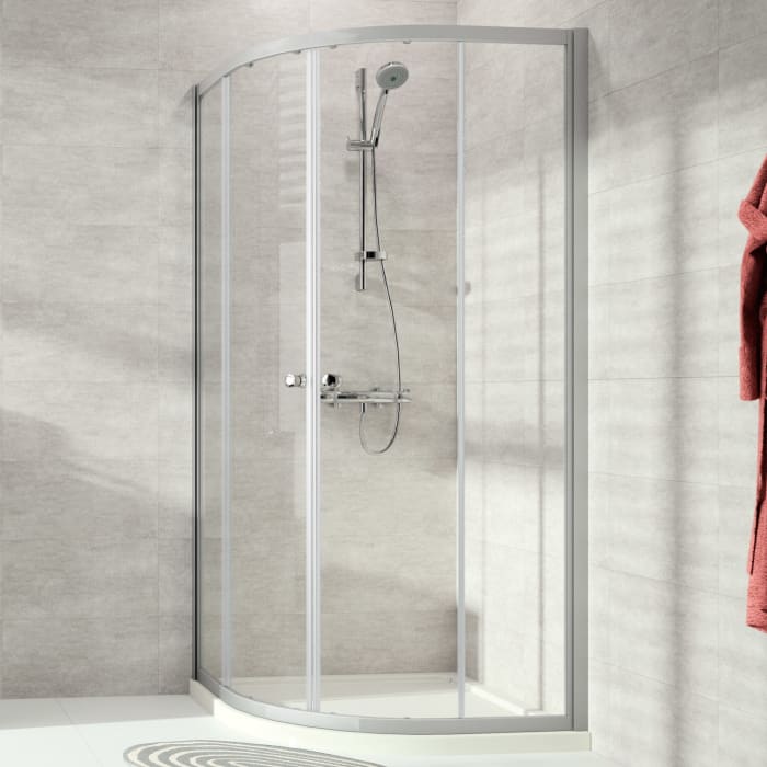 HÜPPE Alpha 2 teilgerahmt 1/4 Kreis Gleittür, 100 x 190 cm, Radius 50 cm, Glas mit Anti-Plaque
