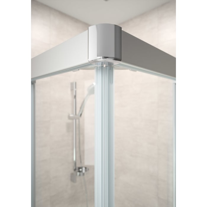 HÜPPE Alpha 2 teilgerahmt 4-Eck Gleittür 2-teilig mit festem Segment, 80 x 200 cm, Glas ohne Anti-Plaque