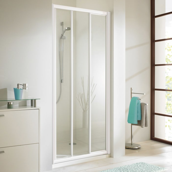 HÜPPE Alpha 2 vollgerahmt 4-Eck Gleittür 2-teilig mit festem Segment, 70-170 x 120-200 cm, Glas ohne Anti-Plaque