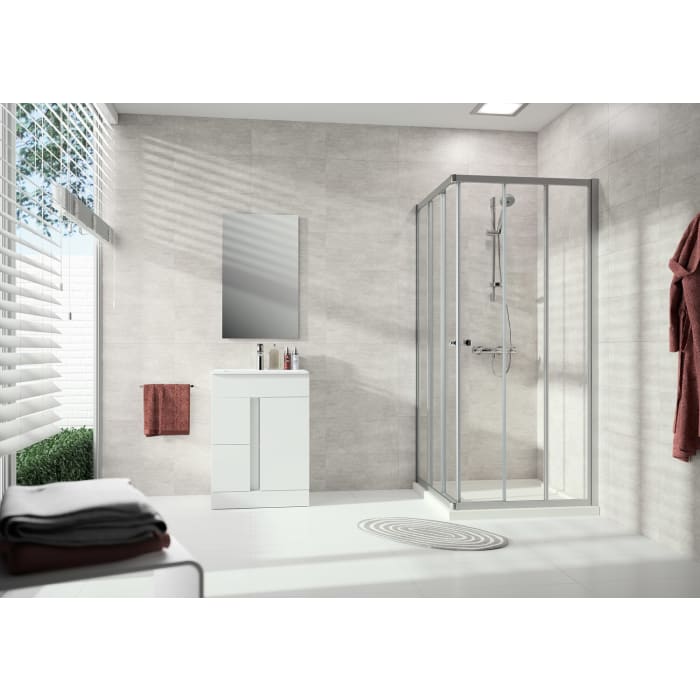 HÜPPE Alpha 2 teilgerahmt 4-Eck Gleittüreckeinstieg 3-teilig, 80/80 x 200 cm, Glas ohne Anti-Plaque