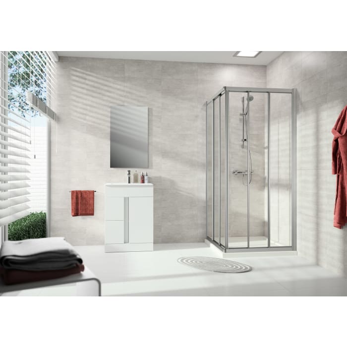 HÜPPE Alpha 2 vollgerahmt 4-Eck Gleittüreckeinstieg 3-teilig, 90/90 x 200 cm, Glas mit Anti-Plaque