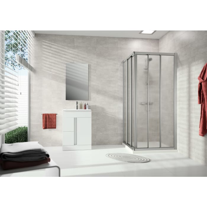 HÜPPE Alpha 2 vollgerahmt 4-Eck Gleittüreckeinstieg 3-teilig, 80 x 200 cm, Kunstglas