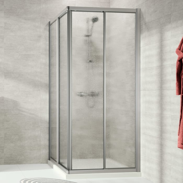 HÜPPE Alpha 2 vollgerahmt 4-Eck Gleittüreckeinstieg 2-teilig, 80/80 x 200 cm, Kunstglas