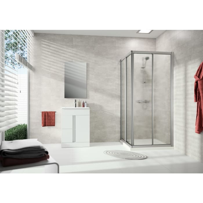 HÜPPE Alpha 2 vollgerahmt 4-Eck Gleittüreckeinstieg 2-teilig, 70/70 x 190 cm, Kunstglas