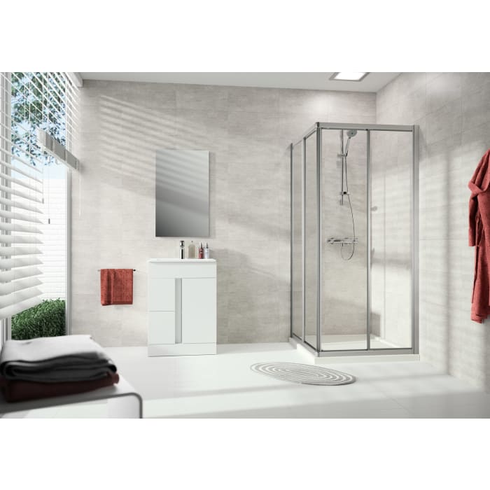 HÜPPE Alpha 2 vollgerahmt 4-Eck Gleittüreckeinstieg 2-teilig, 70/70 x 200 cm, Glas mit Anti-Plaque