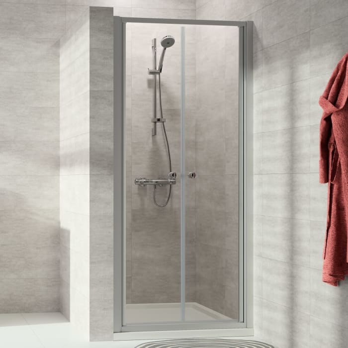 HÜPPE Alpha 2 teilgerahmt 4-Eck Pendeltür, 75 x 190 cm, Glas mit Anti-Plaque