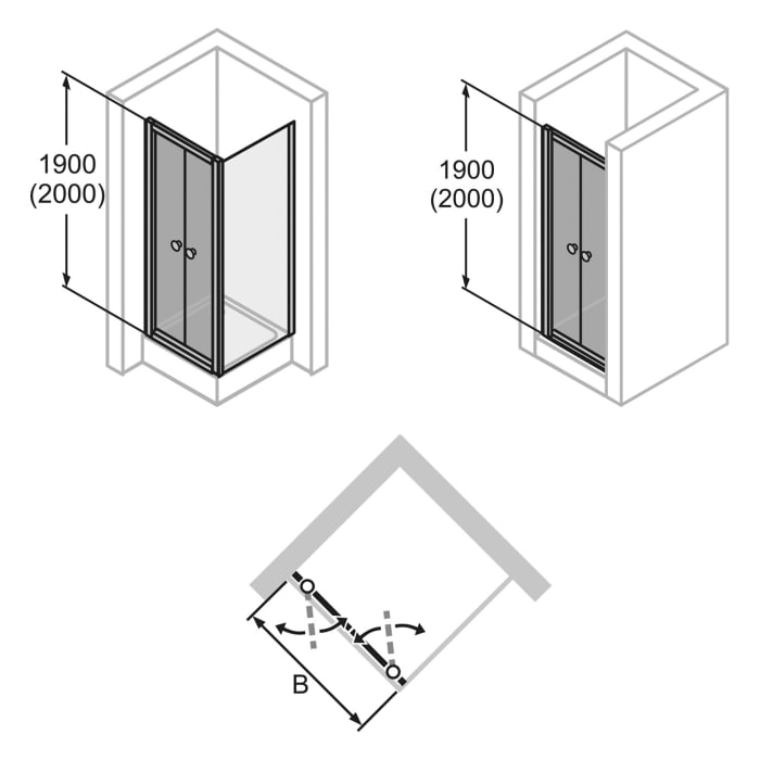 HÜPPE Alpha 2 teilgerahmt 4-Eck Pendeltür, 88 x 190 cm, Glas mit Anti-Plaque