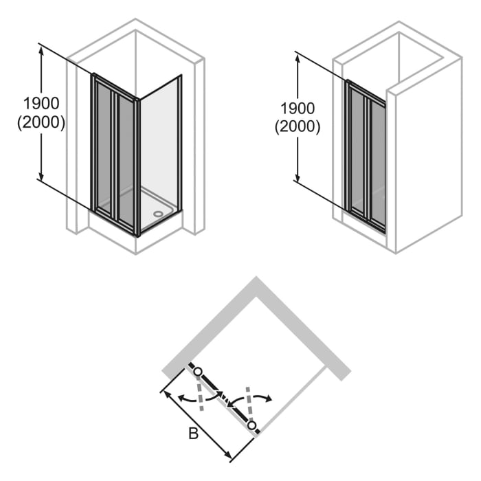 HÜPPE Alpha 2 vollgerahmt 4-Eck Pendeltür, 80 x 200 cm, Glas mit Anti-Plaque