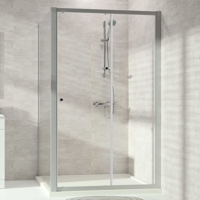 Hüppe Alpha 2 teilgerahmt 4-Eck Seitenwand, 78 x 200 cm, Glas mit Anti-Plaque