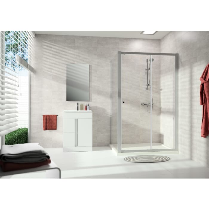 Hüppe Alpha 2 teilgerahmt 4-Eck Seitenwand, 120 x 200 cm, Glas mit Anti-Plaque