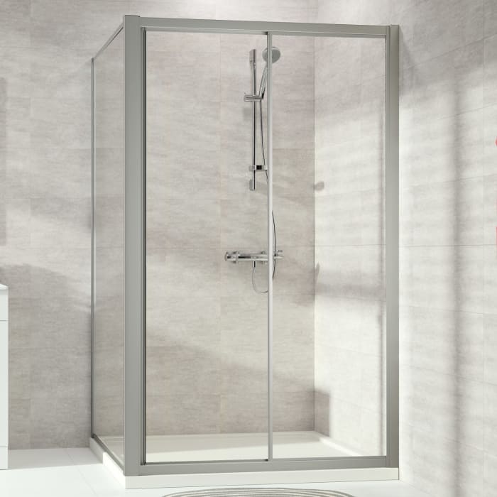 HÜPPE Alpha 2 vollgerahmt 4-Eck Seitenwand, 100 x 200 cm, Glas ohne Anti-Plaque