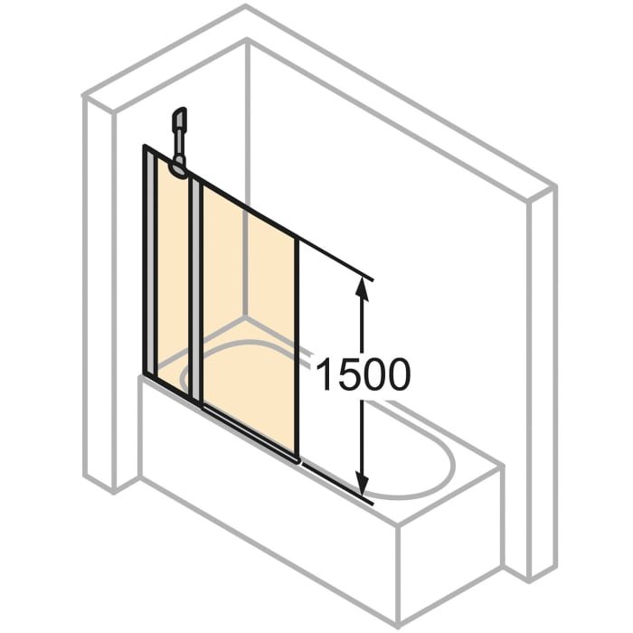 HÜPPE 501 Design pure Badewannenabtrennung 2-teilig, 95 cm, Glas mit Anti-Plaque