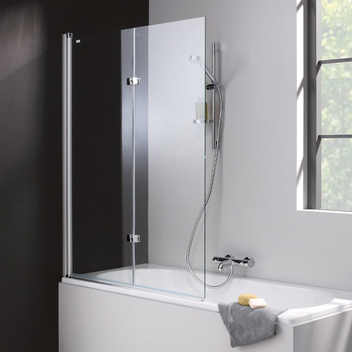 HÜPPE 501 Design pure Badewannenabtrennung Schwingfalttür 120 cm, links, Glas mit Anti-Plaque