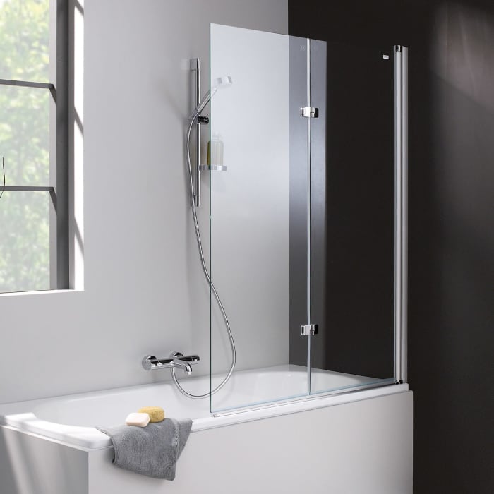 HÜPPE 501 Design pure Badewannenabtrennung Schwingfalttür Sondermaß, rechts, Glas ohne Anti-Plaque