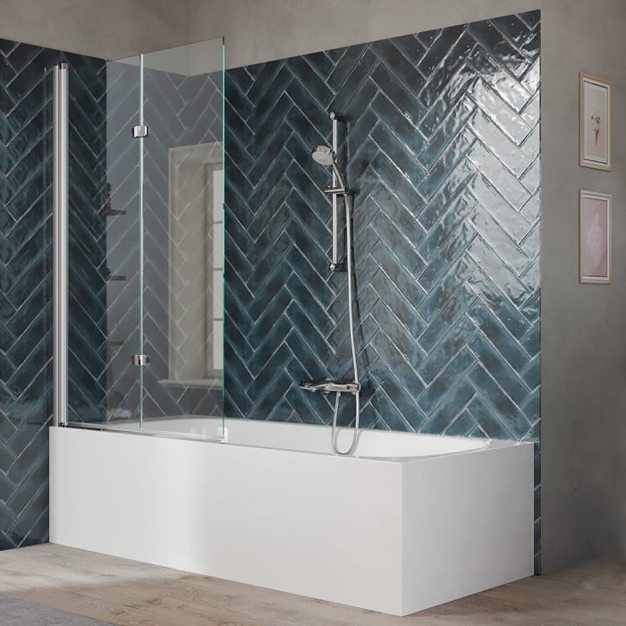 HÜPPE 501 Design pure Badewannenabtrennung Schwingfalttür 120 cm, links, Glas ohne Anti-Plaque