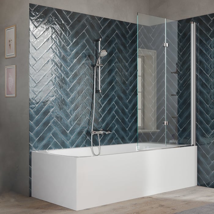 HÜPPE 501 Design pure Badewannenabtrennung Schwingfalttür 100 cm, rechts, Glas mit Anti-Plaque